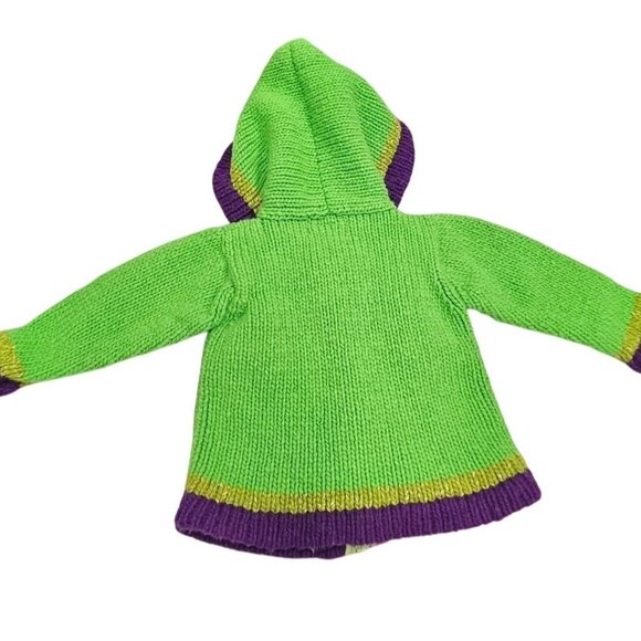 Handmade E.C.C. Wool Childrens Hooded Sweater Zip Floral Design Chunky Knit 2T - Picture 2 of 8